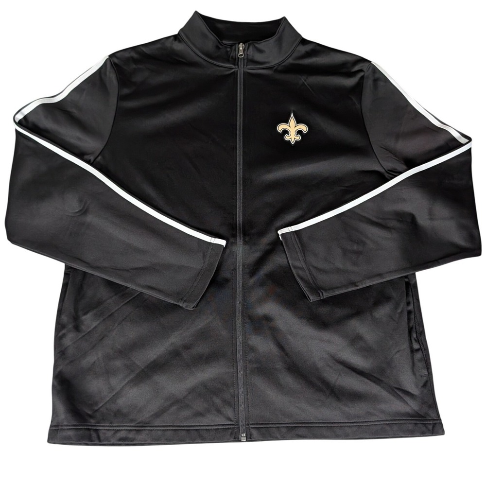 NFL Team Apparel New Orleans Saints Track Jacket Mens XL Black NWT Full Zip